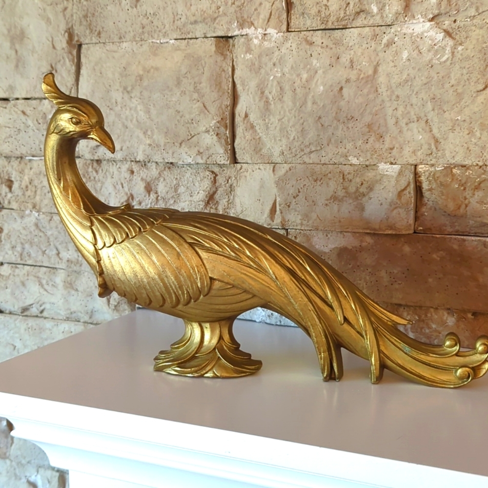 Vintage peacock statue figurine decor MCM